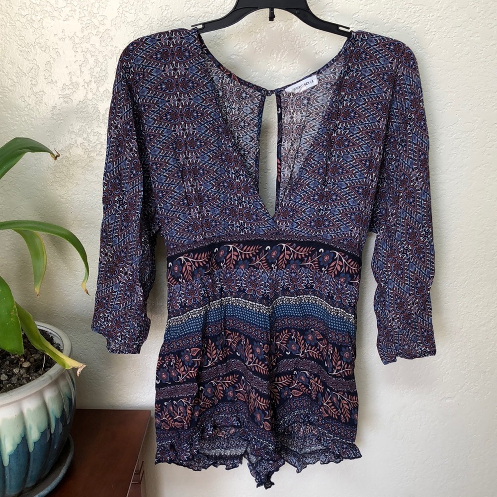Long-Sleeved Paisley Romper